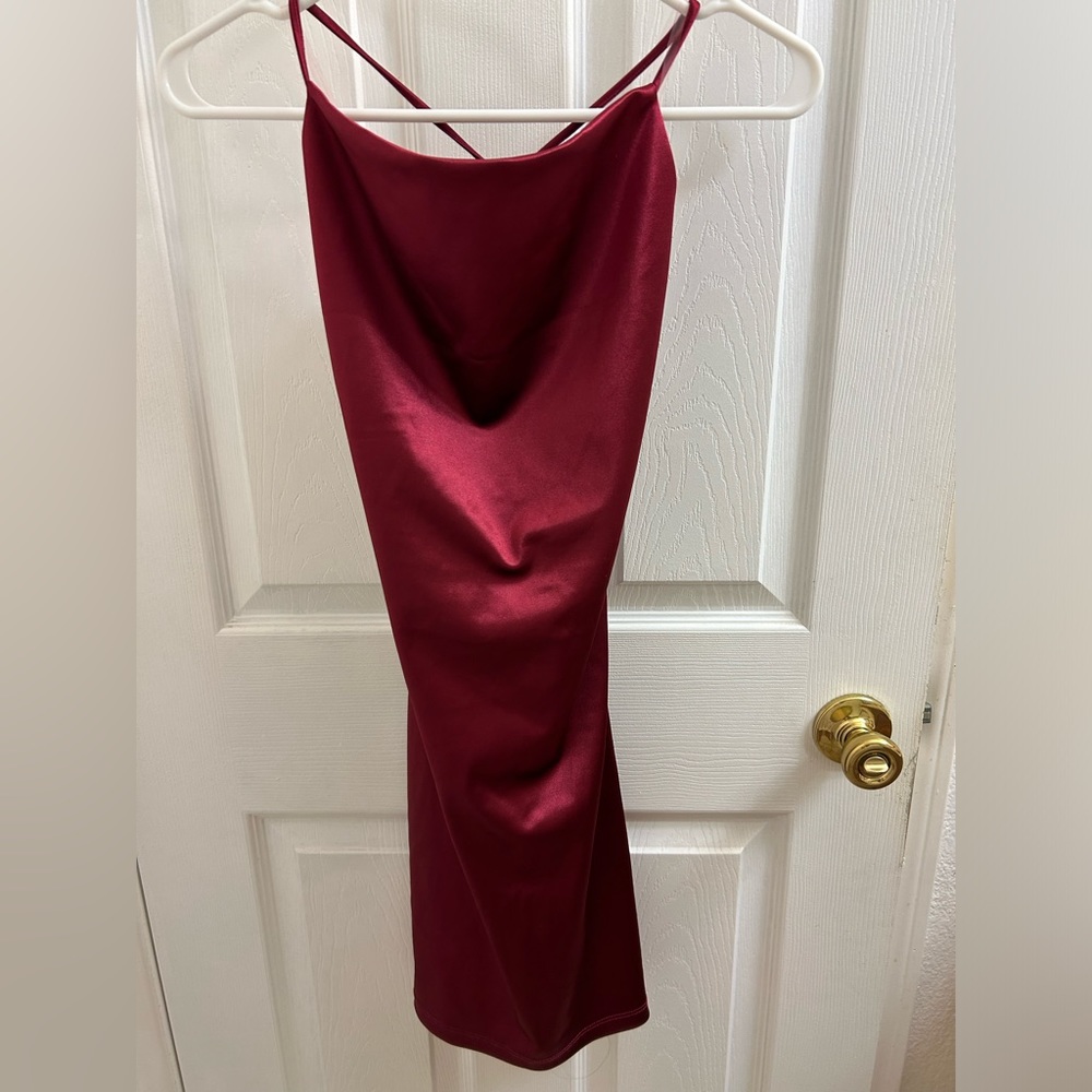 Burgundy Satin Dress